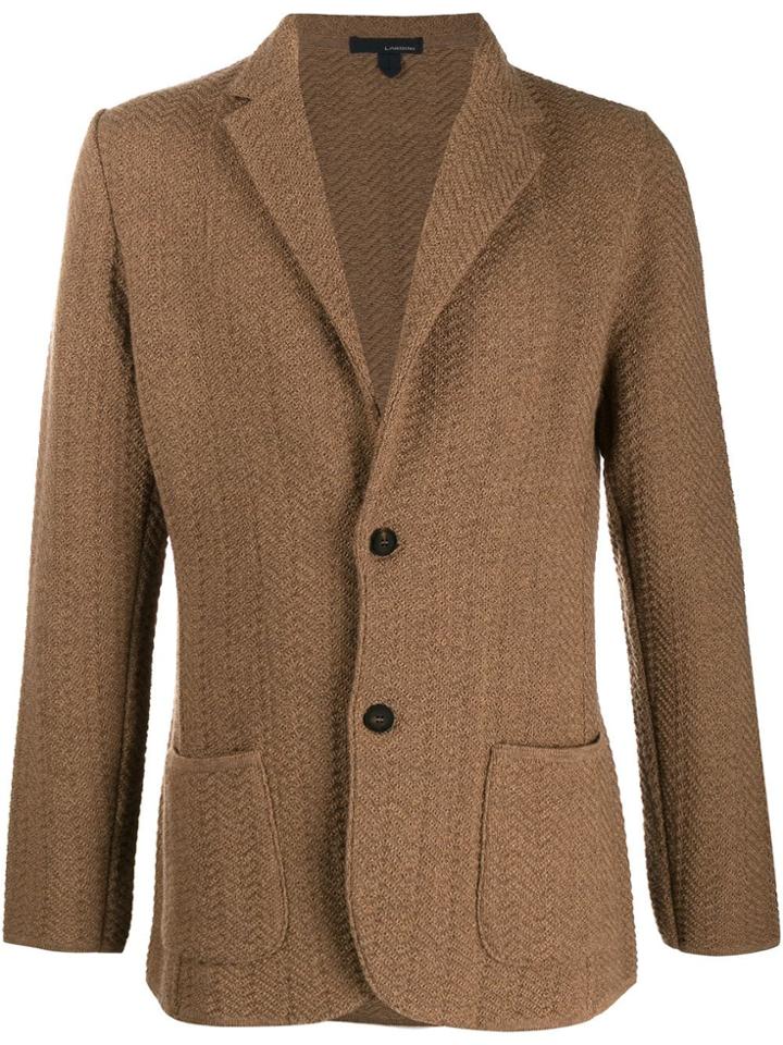 Lardini Zigzag Pattern Knitted Blazer - Brown