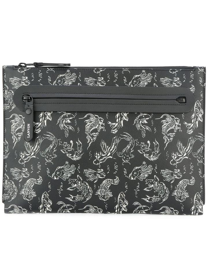 Lanvin Koi Fish Clutch Bag, Men's, Black, Calf Leather