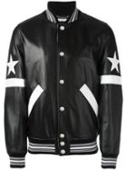 Givenchy Star And Stripe Appliqué Jacket, Men's, Size: 50, Black, Lamb Skin/cupro/cotton/spandex/elastane