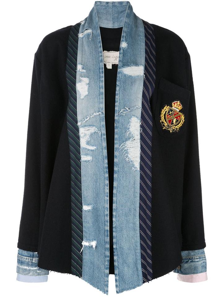 Greg Lauren Layered Denim Blazer - Blue