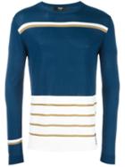 Fendi Striped Jumper, Men's, Size: 52, Blue, Viscose/cotton