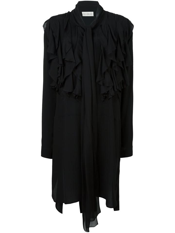 Faith Connexion Ruffled Dress, Women's, Size: 38, Black, Silk