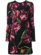 Dolce & Gabbana Tulip Print Dress, Women's, Size: 44, Black, Silk/spandex/elastane/wool