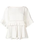 Semicouture Frill-trim Embroidered Top - White