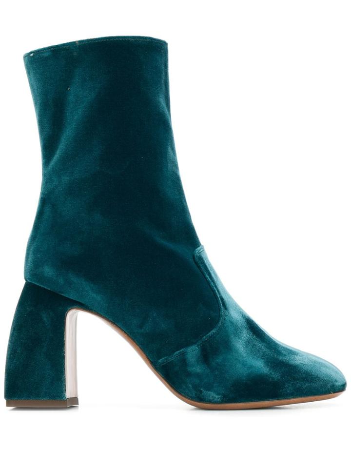 L'autre Chose Sculptural Heel Ankle Boots - Blue