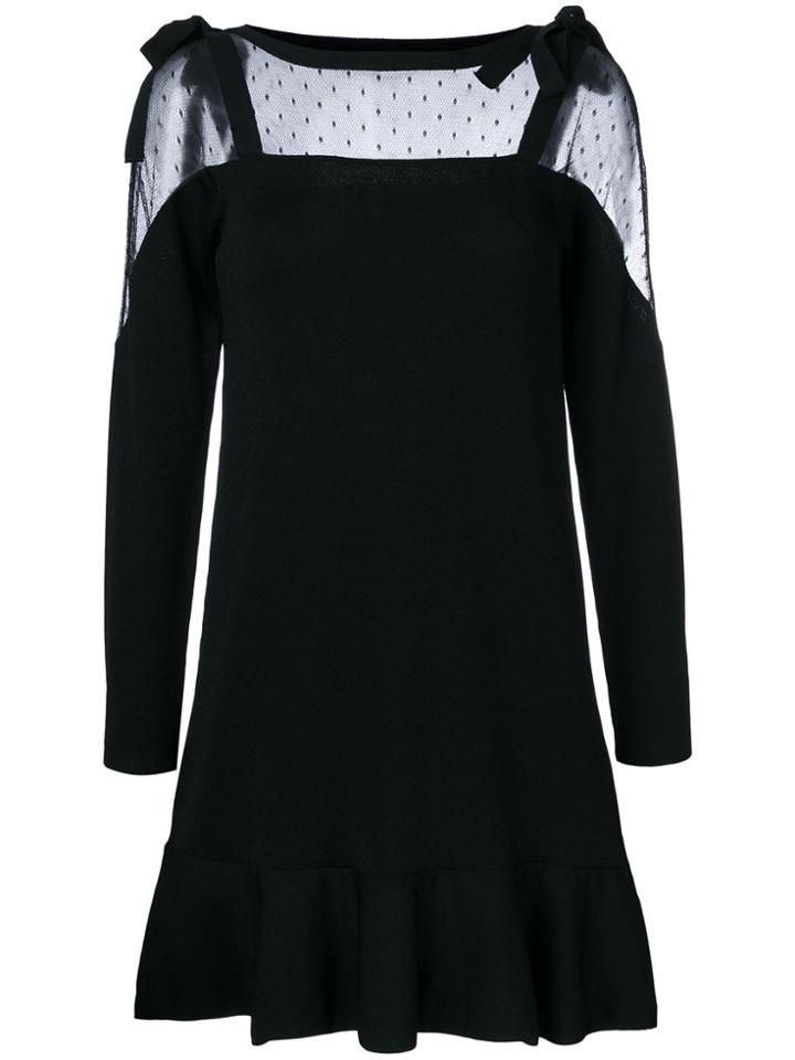 Red Valentino Tie Strap Sheer Dress - Black