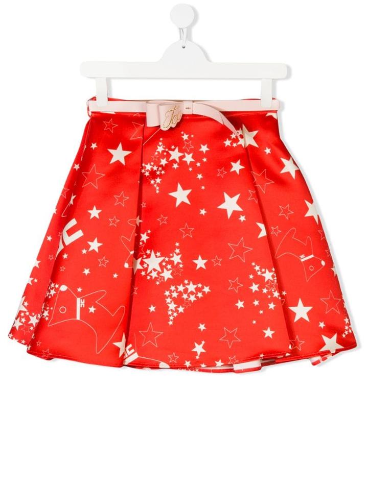 Elisabetta Franchi La Mia Bambina Teen Star Print Skirt - Yellow
