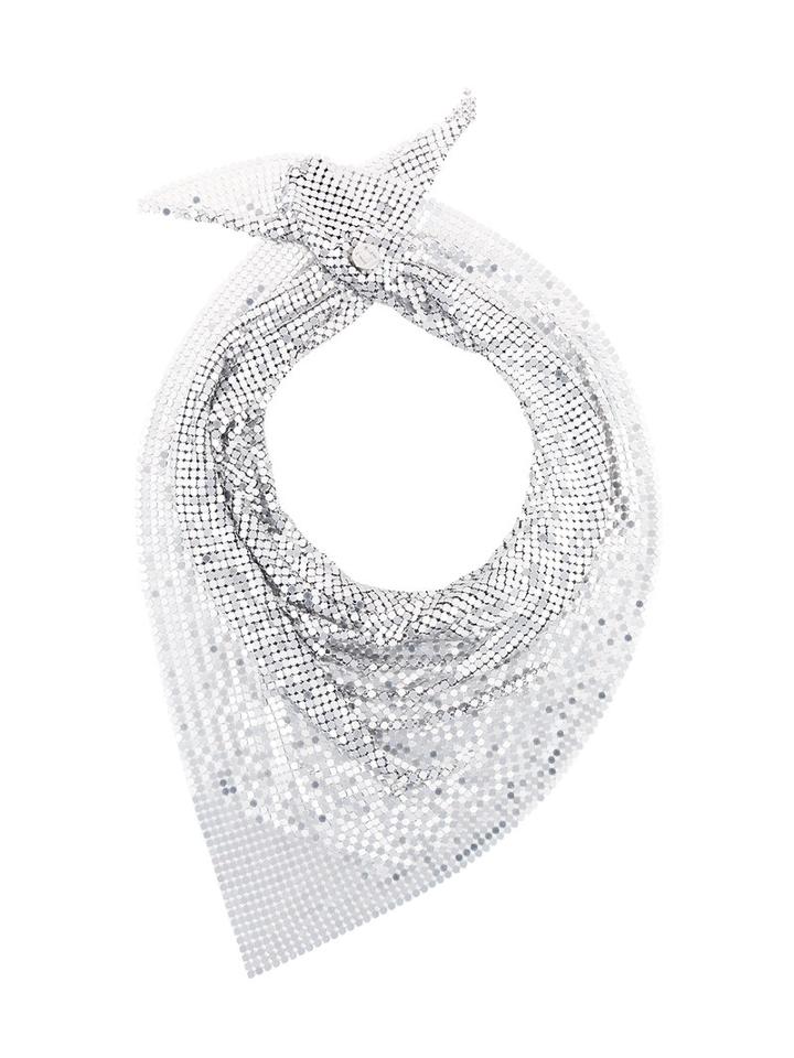 Paco Rabanne - Embellished Scarf - Women - Metallized Polyamide - One Size, Women's, Grey, Metallized Polyamide