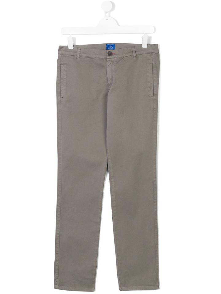 Fay Kids Straight Leg Chinos - Grey