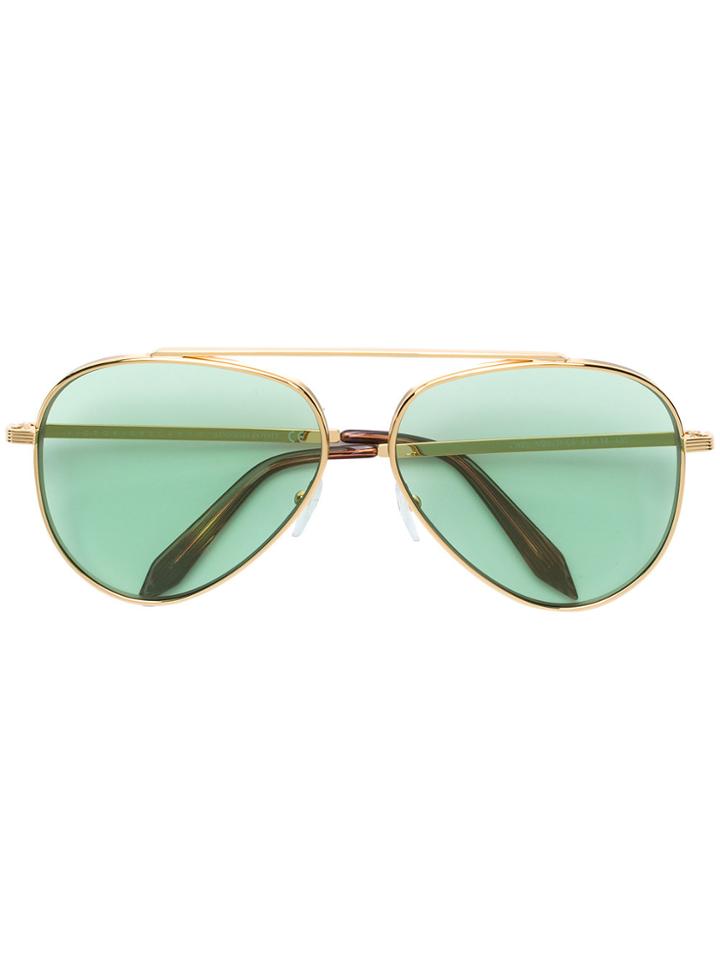 Victoria Beckham Single Bridge Aviator Sunglasses - Metallic