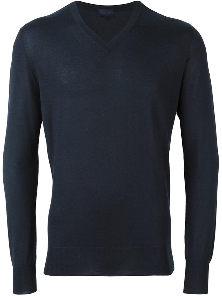 Lanvin V-neck Jumper - Blue