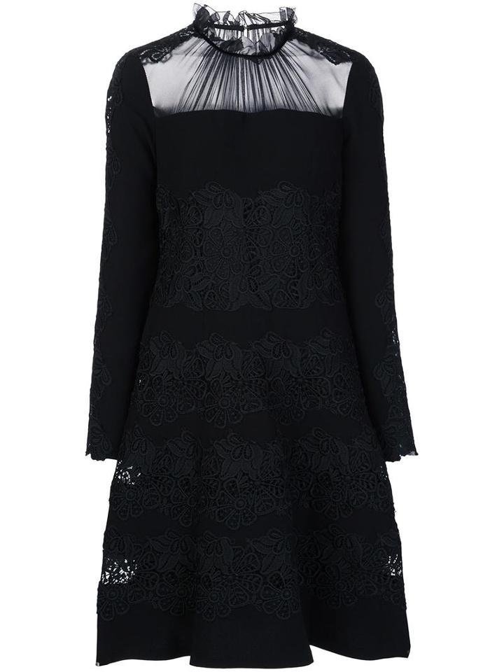 Elie Tahari Sheer Panel Dress, Women's, Size: 2, Black, Polyester/triacetate