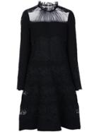 Elie Tahari Sheer Panel Dress, Women's, Size: 2, Black, Polyester/triacetate