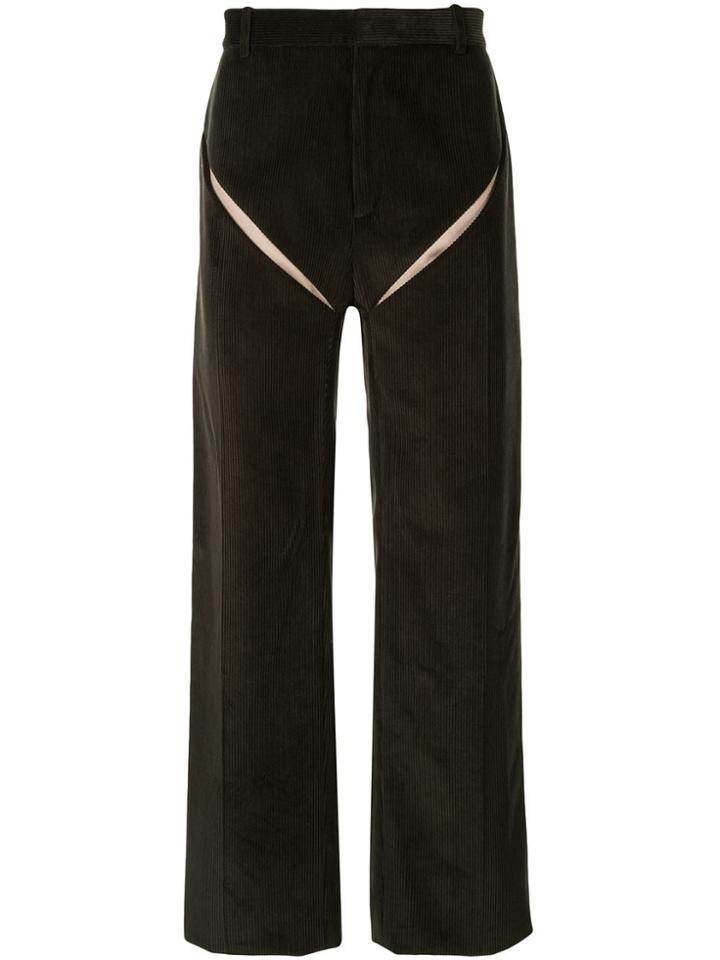 Y/project Slashed Corduroy Trousers - Green