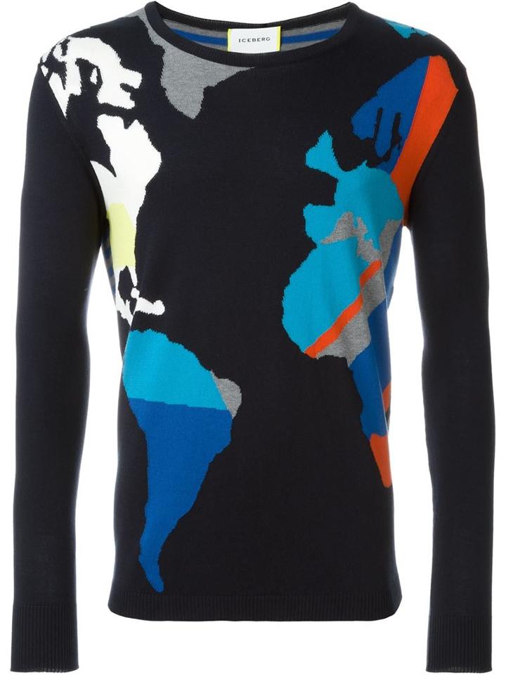 Iceberg World Map Intarsia Jumper