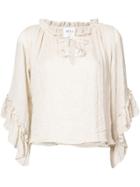 Misa Los Angeles Ruffle Sleeve Blouse - Nude & Neutrals