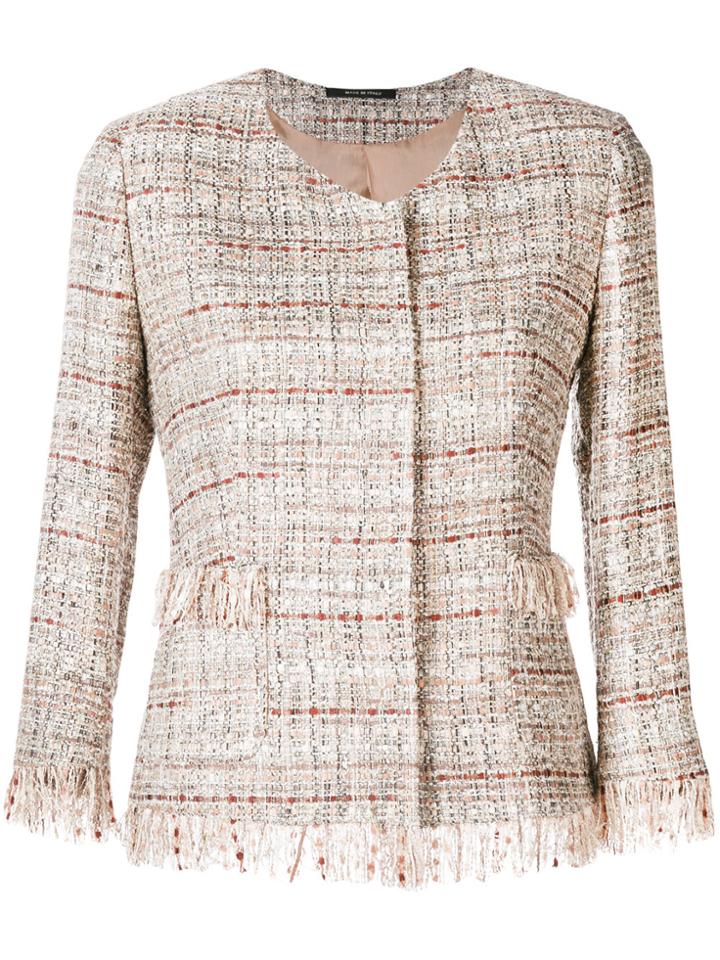 Tagliatore 3/4 Sleeve Bouclé Blazer - Nude & Neutrals