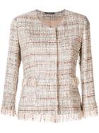Tagliatore 3/4 Sleeve Bouclé Blazer - Nude & Neutrals
