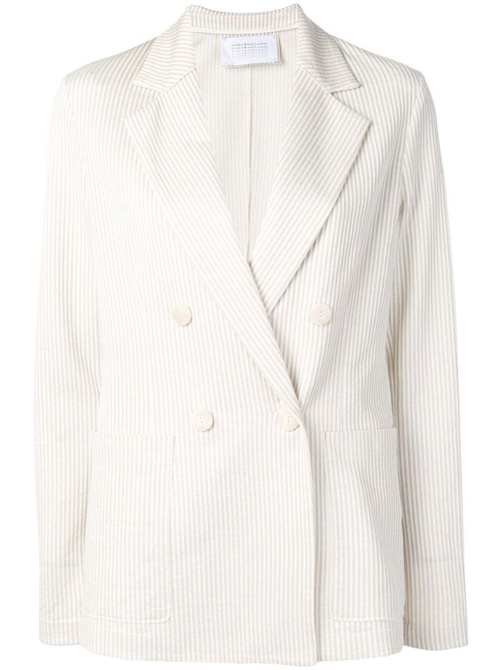 Harris Wharf London Striped Double-breasted Blazer - Neutrals