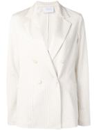 Harris Wharf London Striped Double-breasted Blazer - Neutrals