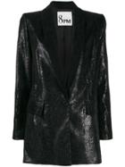 8pm Snakeskin-effect Faux Leather Blazer - Black