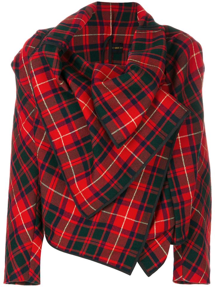 Comme Des Garçons Vintage Asymmetric Tartan Jacket - Red