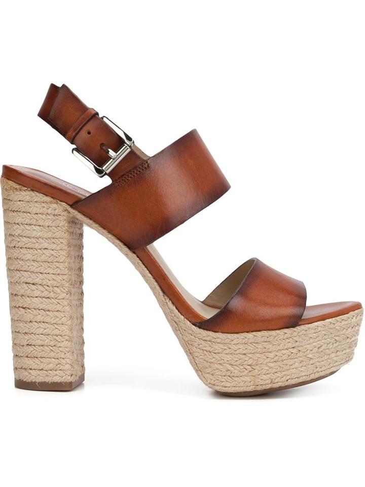 Michael Kors Braided Raffia Platform Sandals