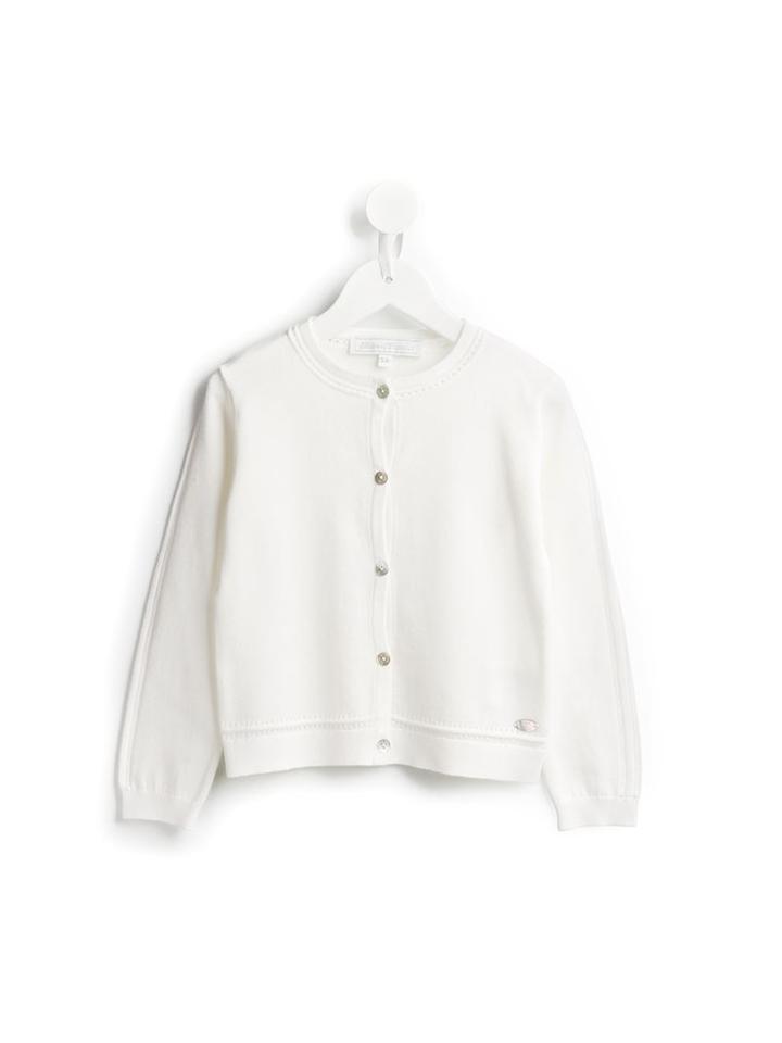 Tartine Et Chocolat Round Neck Cardigan, Girl's, Size: 8 Yrs, White