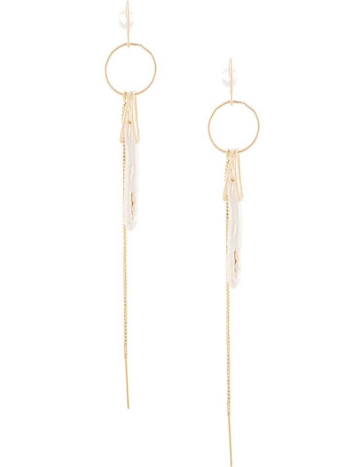Petite Grand Three Circle Long Shell Earrings - Gold