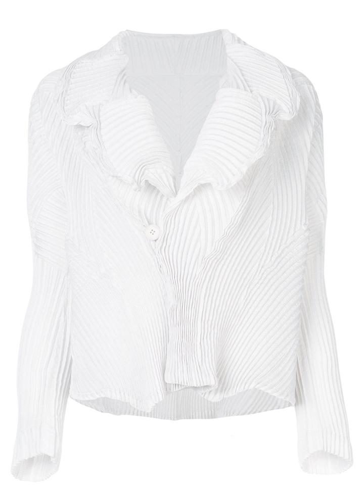 Issey Miyake Pleated Fitted Jacket - White
