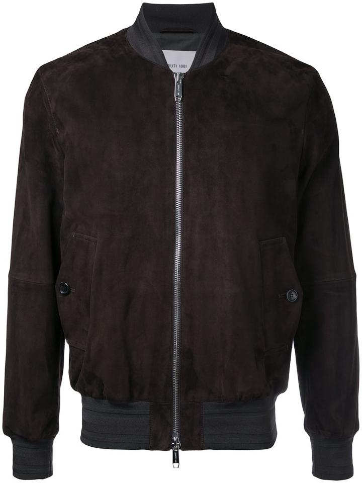 Cerruti 1881 Bomber Jacket, Men's, Size: 50, Brown, Lamb Skin