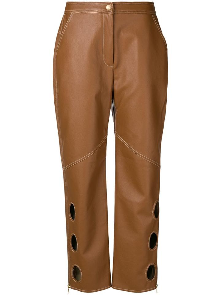Self-portrait Cut Out Trousers - Brown