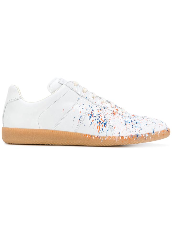 Maison Margiela White Paint Splatter Replica Sneakers - Grey
