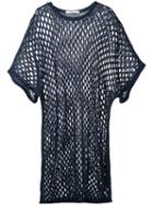 Julien David - Long Open Knit Top - Women - Cotton/acrylic - One Size, Blue, Cotton/acrylic