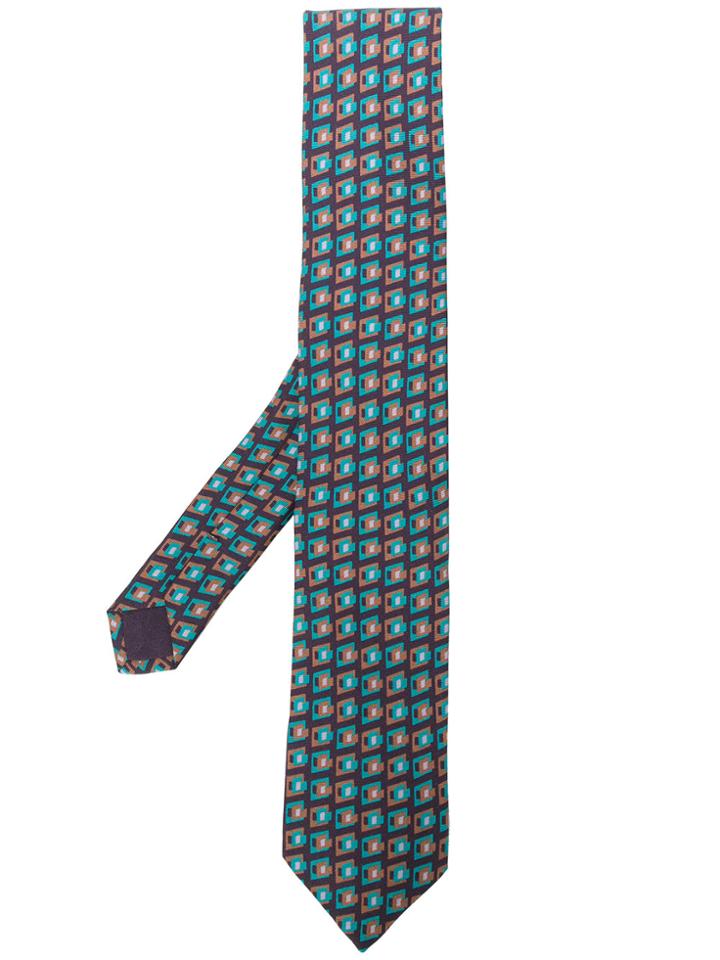 Prada Geometric-print Tie - Brown