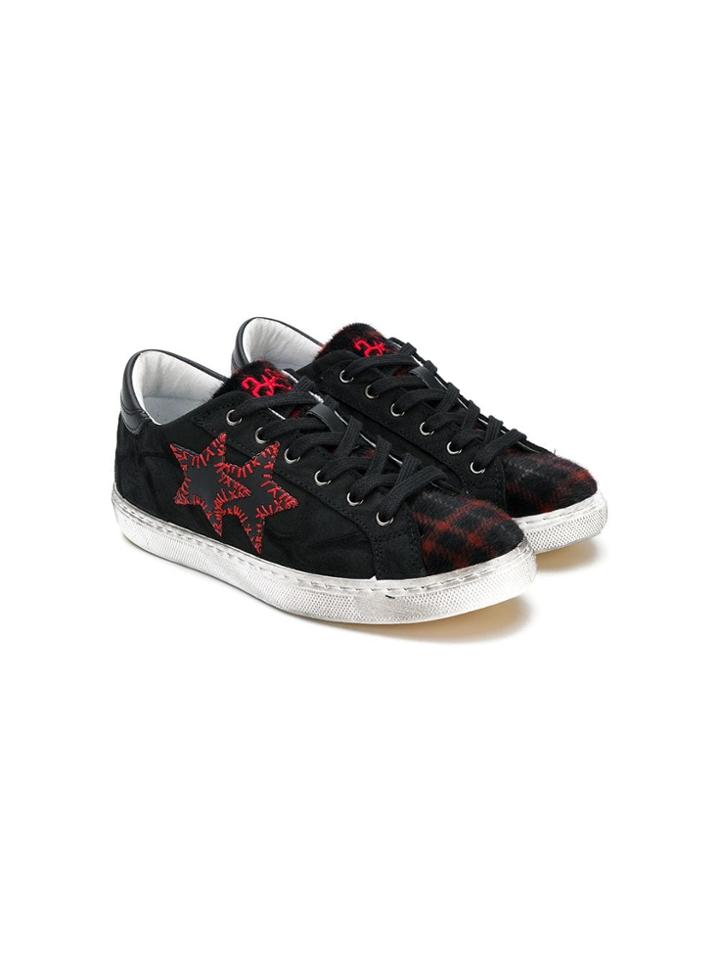 2 Star Kids Teen Double Stars Sneakers - Black