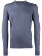 Brunello Cucinelli Crew Neck Jumper, Men's, Size: 52, Blue, Cashmere/silk