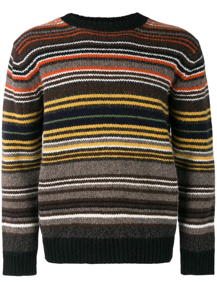 Junya Watanabe Man Striped Knit Jumper - Blue