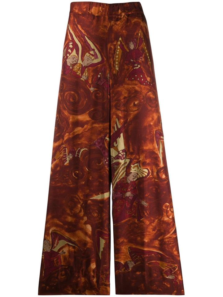 Romeo Gigli Pre-owned 1990's Angles Print Wide-legged Trousers - Brown
