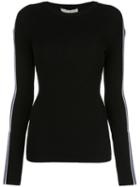 Autumn Cashmere Striped Sleeve Sweater - Black