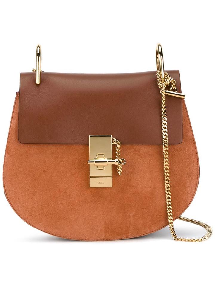 Chloé Small 'drew' Shoulder Bag, Women's, Yellow/orange, Calf Leather/calf Suede/metal