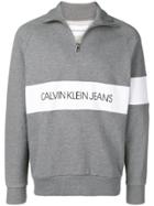 Calvin Klein Jeans Logo Print Half-zip Sweatshirt - Grey