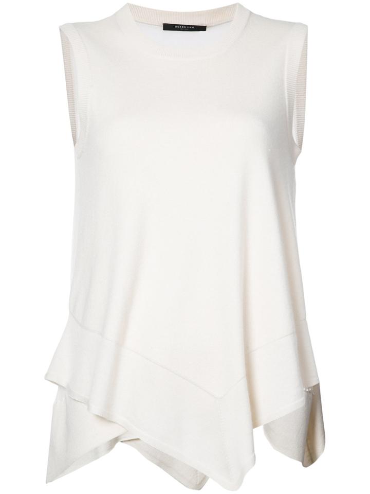 Derek Lam Handkerchief Knit Top With Silk Back - White