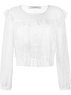 Philosophy Di Lorenzo Serafini Embroidered Blouse, Women's, Size: 42, White, Cotton/polyester