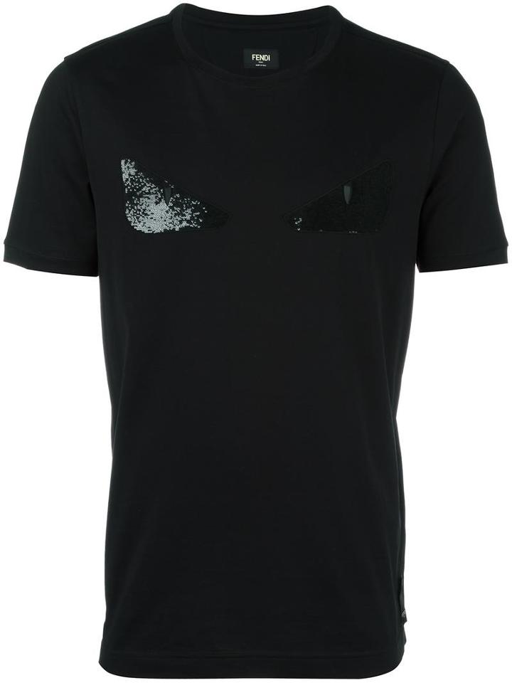 Fendi Bag Bugs T-shirt, Men's, Size: 46, Black, Cotton/polyester/brass