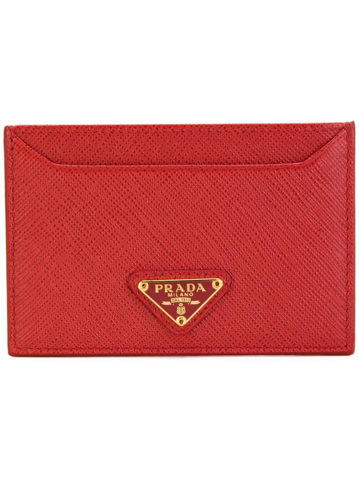 Prada Logo Card Holder - Red