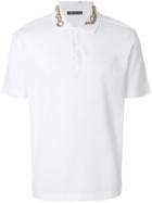 Versace Embellished Collar Polo Shirt - White
