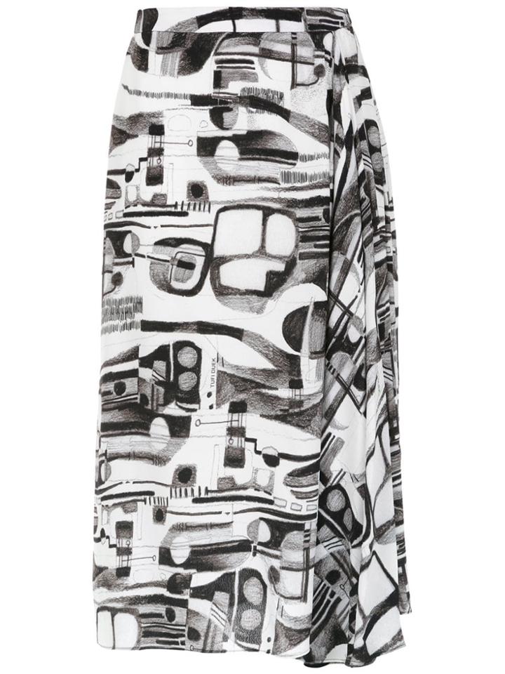 Tufi Duek Printed Draped Skirt - White