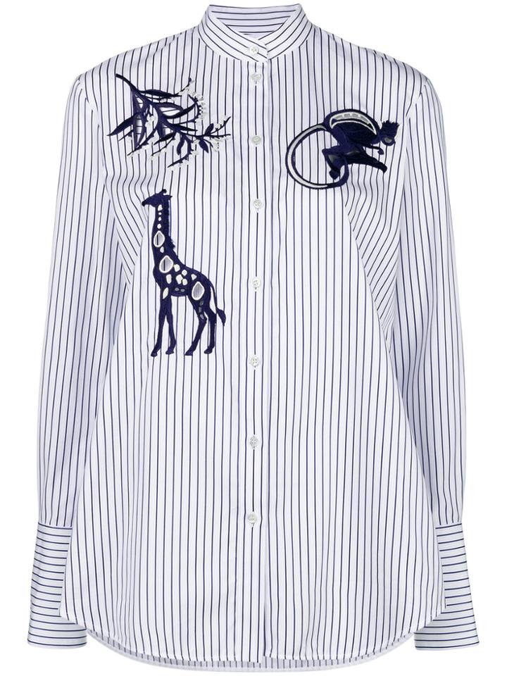 Victoria Victoria Beckham Animal Applique Striped Shirt - White