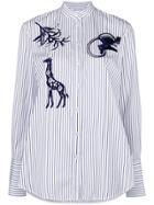 Victoria Victoria Beckham Animal Applique Striped Shirt - White